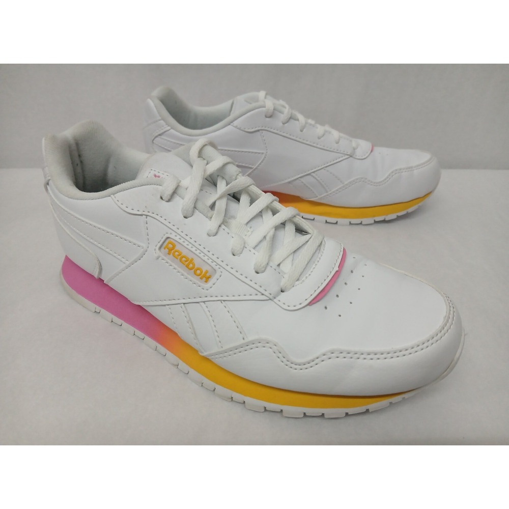 Reebok Women's Classic Harman Run 'Sunset' Running Shoes White Pink Yellow Sz 9